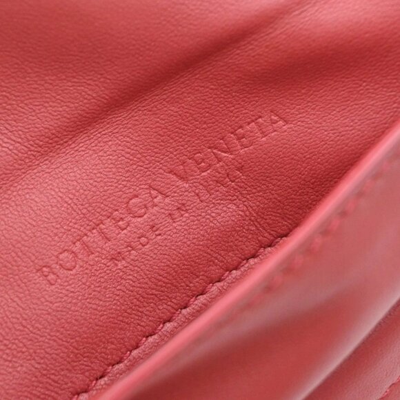 BOTTEGA VENETA Intrecciato Mini Chain Wallet Shoulder Bag Leather Red 11RF996 - Picture 11 of 13